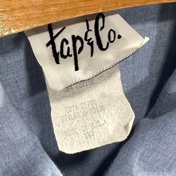 Tap Co. Blue Floral Patchwork Button-Down Shirt | Women's 20 - Picture 4 of 6